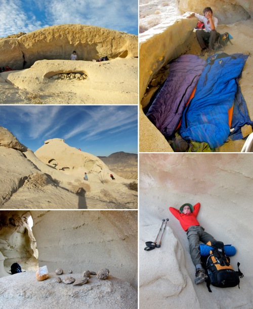 When we arrived at the Wind Caves we hunted around for a nice spot.  Sam and I found one that was shaped like a bathtub, and was pretty sheltered from the wind.  Fossils are lined up on a shelf in another cave.